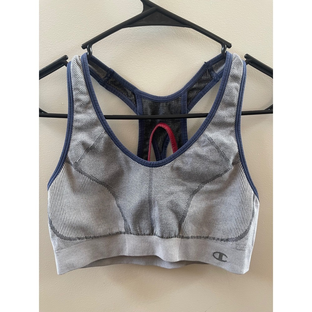 Champion Women's S/M Grey Ribbed Racerback Seamless Sports Bra